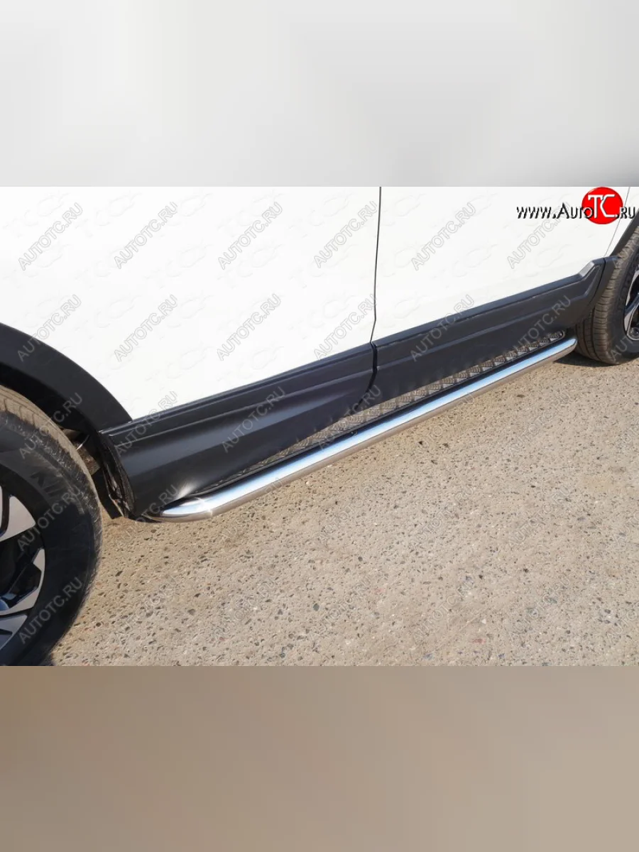 Пороги с площадкой 60,3 мм ТСС Тюнинг Honda CR-V RW,RT дорестайлинг (2016-2020) (серые)  в Воронеже Воронежской области