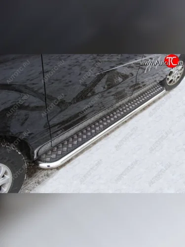 Пороги с площадкой 60,3 мм ТСС Тюнинг (серые) Hyundai Starex/Grand Starex/H1 TQ рестайлинг (2014-2018)