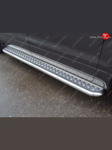 Пороги с площадкой 60,3 мм ТСС Тюнинг (серые) Hyundai Starex/Grand Starex/H1 TQ 2-ой рестайлинг (2017-2022)