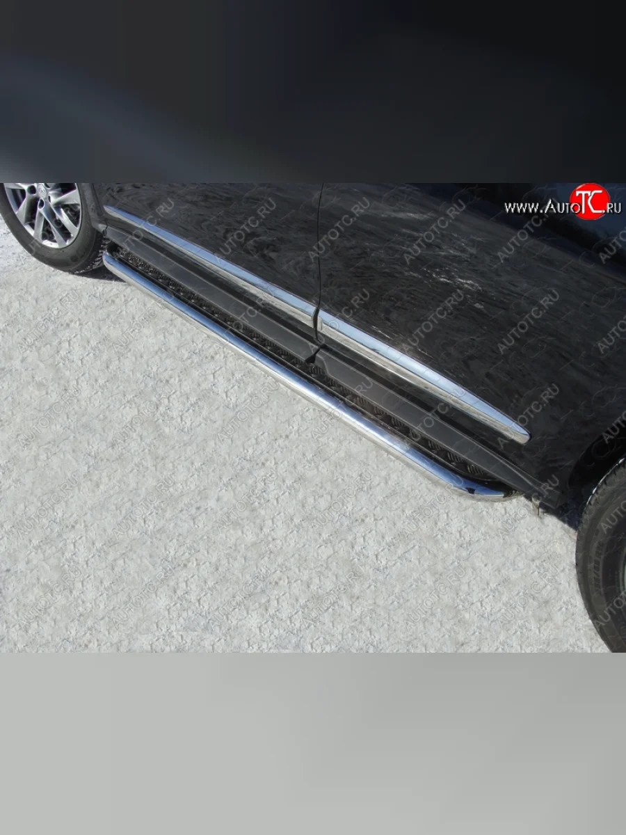 Пороги с площадкой 60,3 мм ТСС Тюнинг INFINITI QX60 L50 дорестайлинг (2013-2016) (серые)  в Керчи Республика Крым