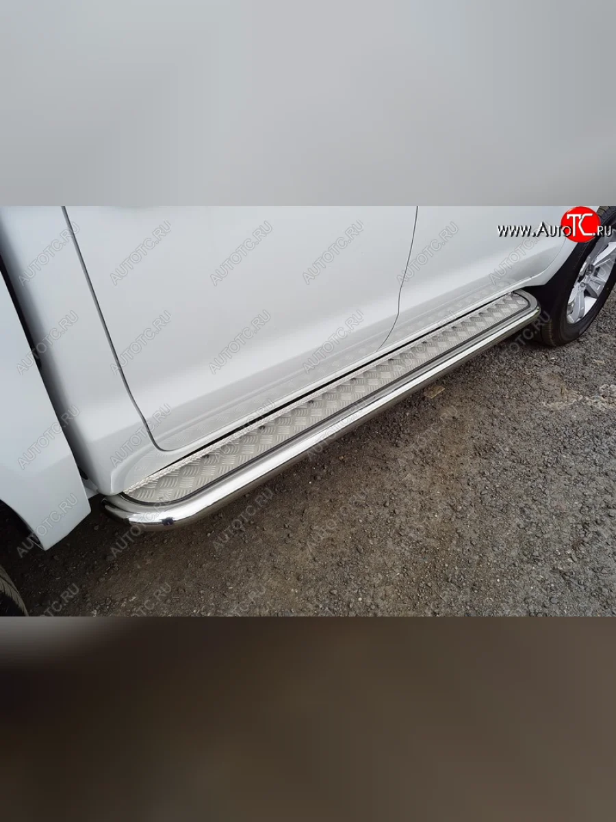 Пороги с площадкой 60,3 мм ТСС Тюнинг JAC T6 пикап (2018-2024) (серые)  в Керчи Республика Крым