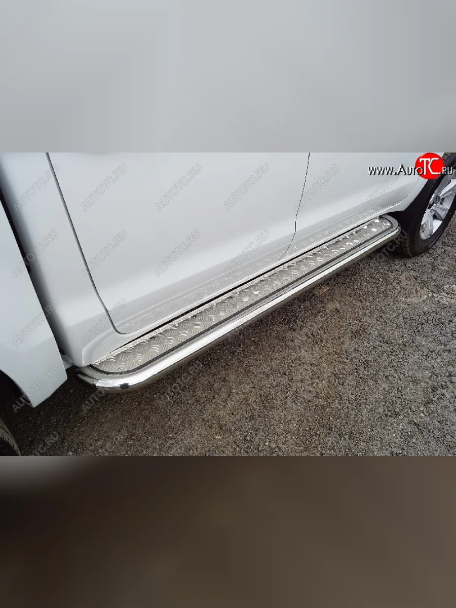 Пороги с площадкой 60,3 мм ТСС Тюнинг JAC T6 пикап (2018-2024) (серые)  в Керчи Республика Крым