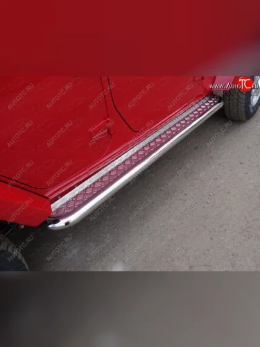 Пороги с площадкой 60,3 мм 5D ТСС Тюнинг (серые) Jeep Wrangler JK 3 дв. дорестайлинг (2006-2010)