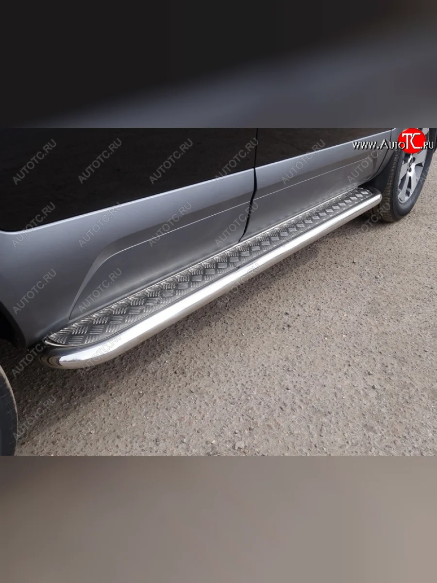 Пороги с площадкой 60,3 мм ТСС Тюнинг KIA Mohave HM2 (2019-2022) (серые)  в Керчи Республика Крым