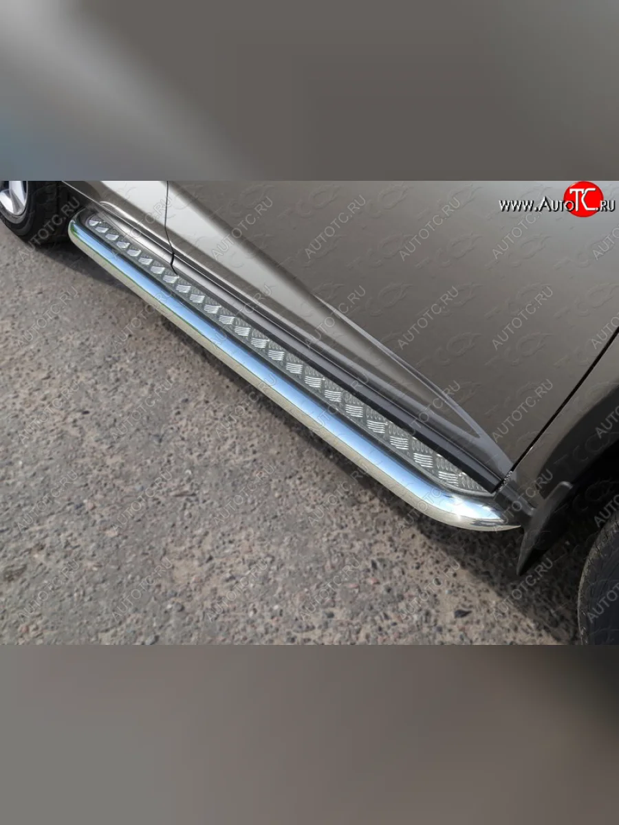Пороги с площадкой 60,3 мм кроме F-Sport ТСС Тюнинг Lexus NX200 Z10 дорестайлинг (2014-2017) (серые)  в Перми Пермском крае