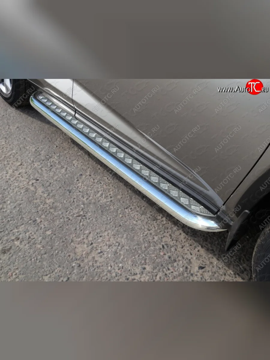 Пороги с площадкой 60,3 мм кроме F-Sport ТСС Тюнинг Lexus NX300h Z10 дорестайлинг (2014-2017) (серые)  в Керчи Республика Крым
