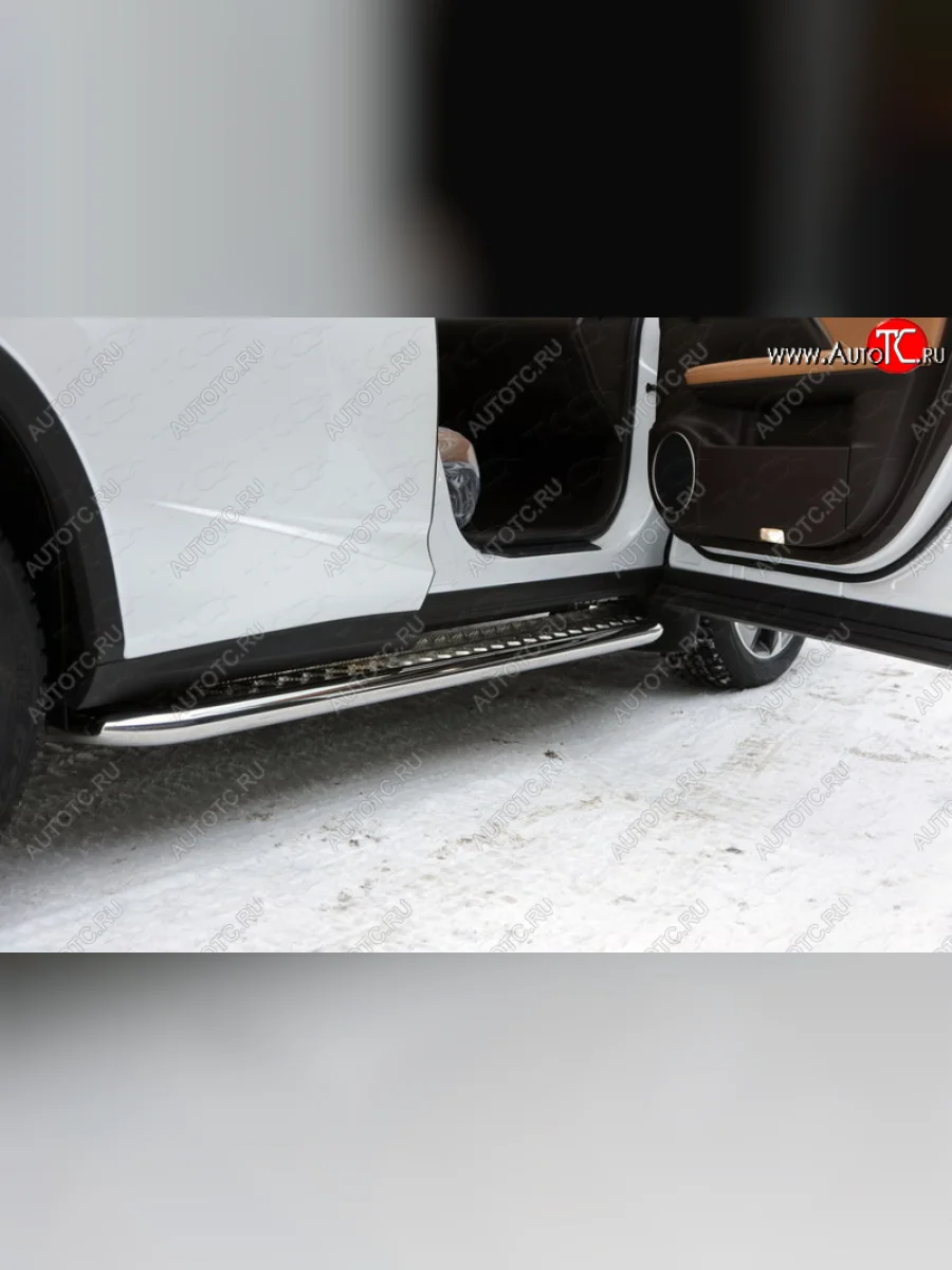 Пороги с площадкой 60,3 мм F-Sport ТСС Тюнинг Lexus RX350 AL20 дорестайлинг (2015-2019) (серые)  в Керчи Республика Крым