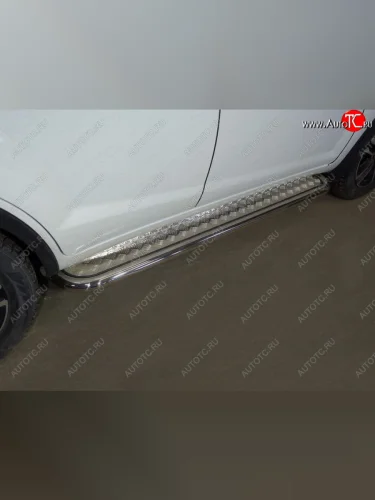 Пороги с площадкой 60,3 мм ТСС Тюнинг (серые) Lifan X60 2-ой рестайлинг (2016-2025)