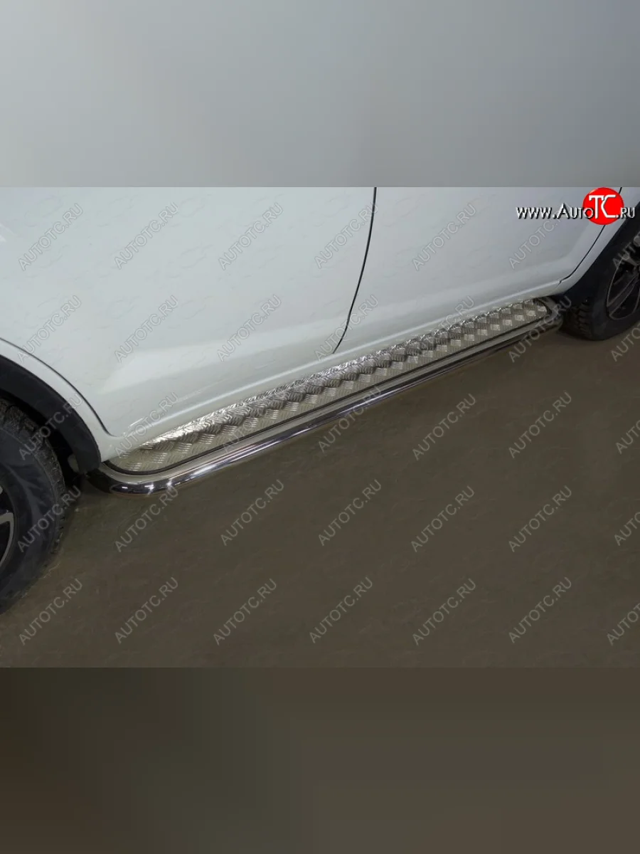 Пороги с площадкой 60,3 мм ТСС Тюнинг Lifan X60 2-ой рестайлинг (2016-2025) (серые)  в Керчи Республика Крым