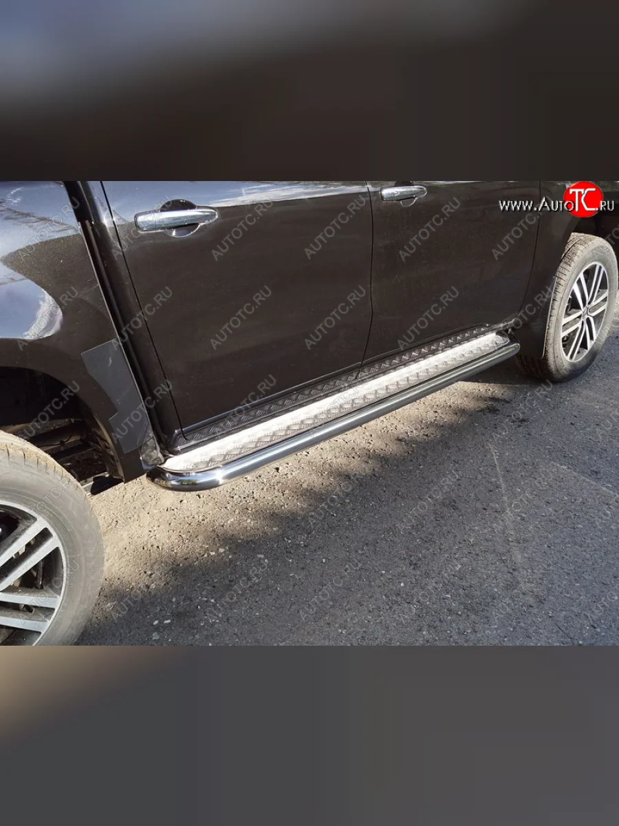 Пороги с площадкой 60,3 мм ТСС Тюнинг Mercedes-Benz X class W470 (2017-2020) (серые)  в Керчи Республика Крым
