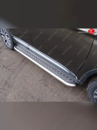 Пороги с площадкой 60,3 мм ТСС Тюнинг (серые) Mitsubishi Outlander GF 3-ий рестайлинг (2018-2022)