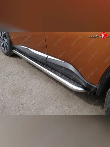 Пороги с площадкой 60,3 мм ТСС Тюнинг (серые) Nissan Murano 3 Z52 дорестайлинг (2015-2022)