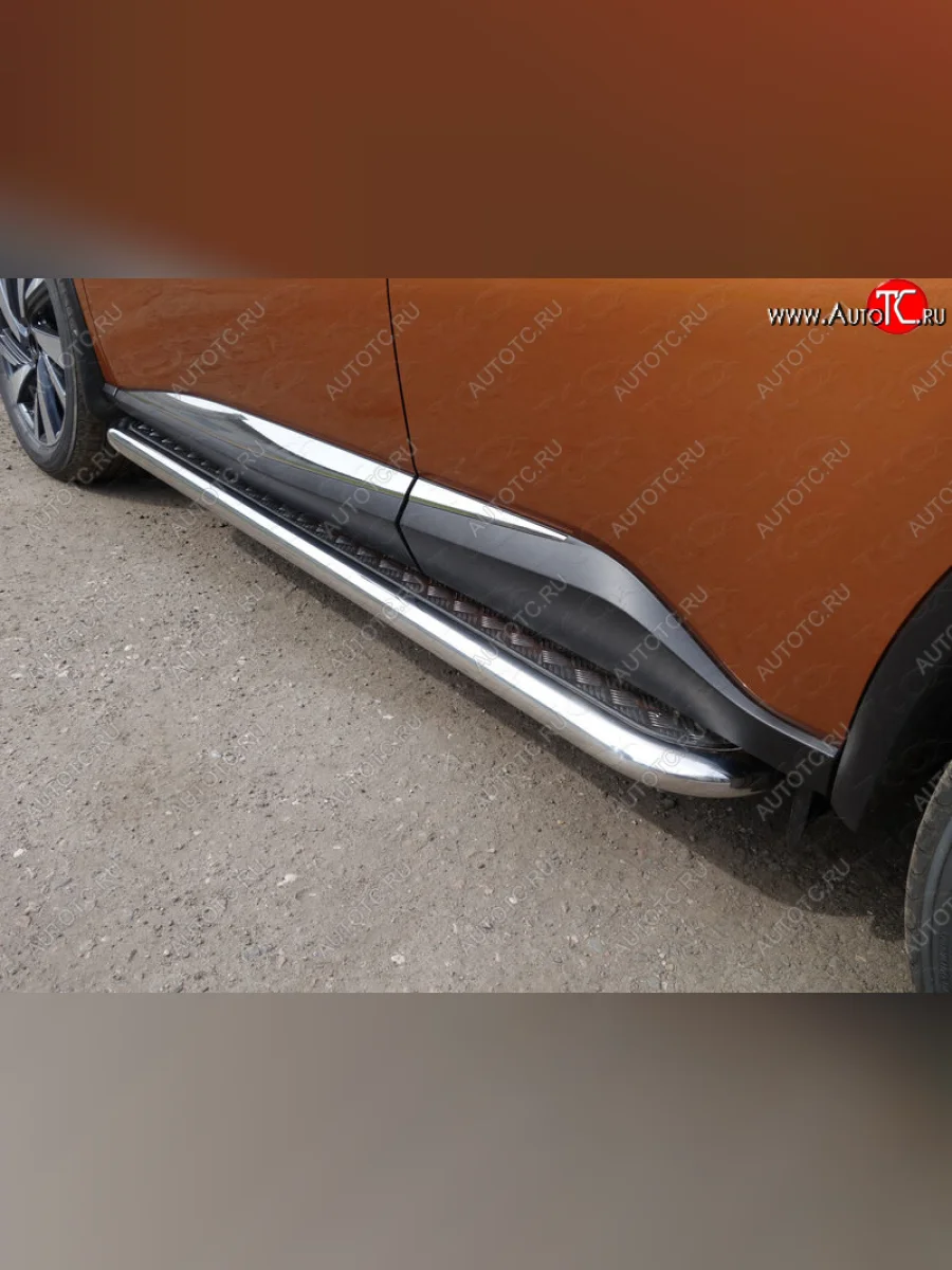 Пороги с площадкой 60,3 мм ТСС Тюнинг Nissan Murano 3 Z52 дорестайлинг (2015-2022) (серые)  в Самаре Самарской области