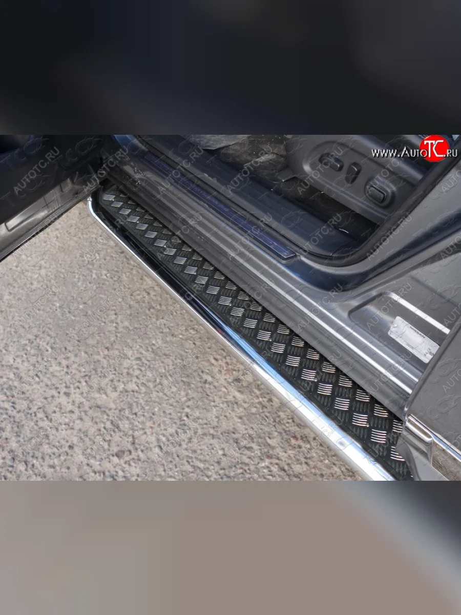 Пороги с площадкой 60,3 мм ТСС Тюнинг Nissan Pathfinder R52 дорестайлинг (2012-2017) (серые)  в Воронеже Воронежской области