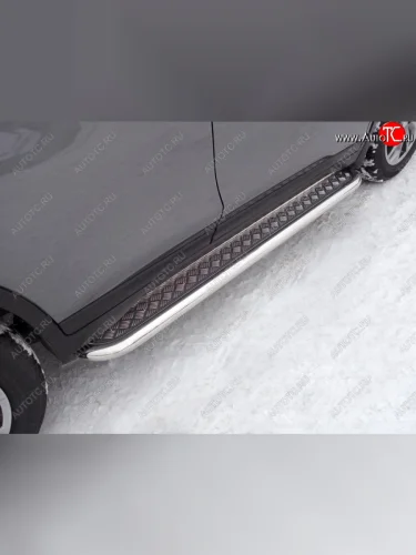 Пороги с площадкой 60,3 мм ТСС Тюнинг (серые) Nissan X-trail 3 T32 рестайлинг (2017-2022)
