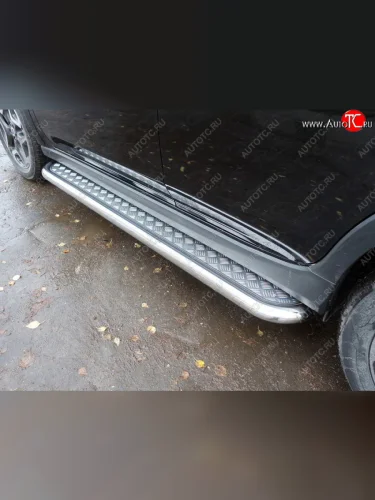 Пороги с площадкой 60,3 мм ТСС Тюнинг (серые) Subaru XV GT/G24 дорестайлинг (2017-2021)