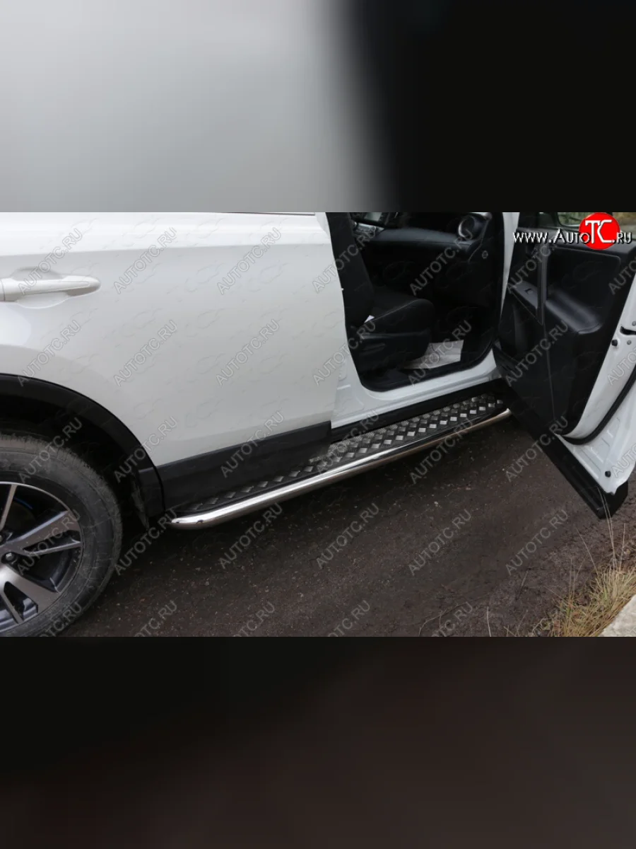 Пороги с площадкой 60,3 мм ТСС Тюнинг Toyota RAV4 XA40 5 дв. рестайлинг (2015-2019) (серые)  в Керчи Республика Крым