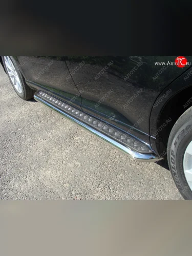 Пороги с площадкой 60,3 мм ТСС Тюнинг (серые) Toyota Venza GV10 рестайлинг (2012-2016)