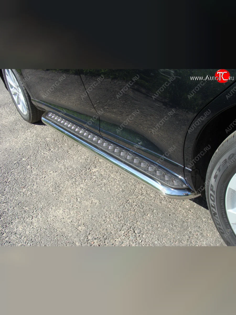 Пороги с площадкой 60,3 мм ТСС Тюнинг Toyota Venza GV10 рестайлинг (2012-2016) (серые)  в Самаре Самарской области