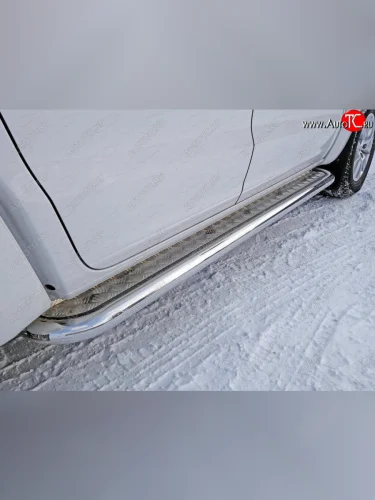 Пороги с площадкой 60,3 мм ТСС Тюнинг (серые) Volkswagen Amarok рестайлинг (2016-2022)