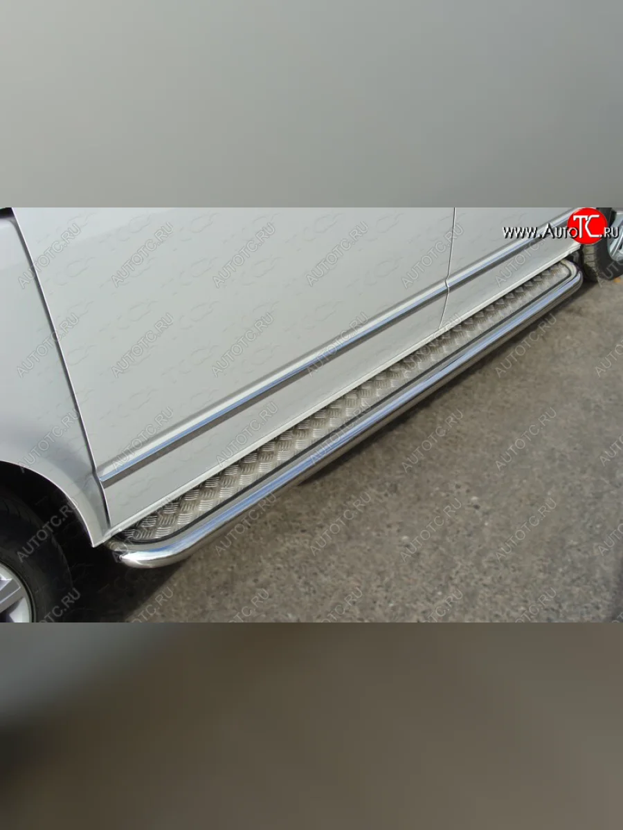 Пороги с площадкой 60,3 мм ТСС Тюнинг Volkswagen Multivan T6 дорестайлинг (2016-2019) (серые)  в Воронеже Воронежской области