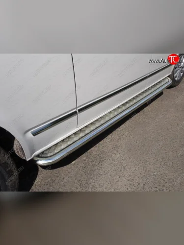 Пороги с площадкой 60,3 мм ТСС Тюнинг (серые) Volkswagen Multivan T6 дорестайлинг (2016-2019)