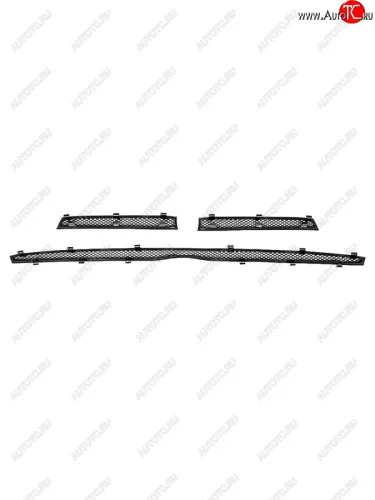 Защитная сетка в бампер (верх, 3 части, ячейка 3х7 мм) Стрелка11 Стандарт (Чёрная) Лада ВАЗ Ларгус рестайлинг R90 (2021-2025)