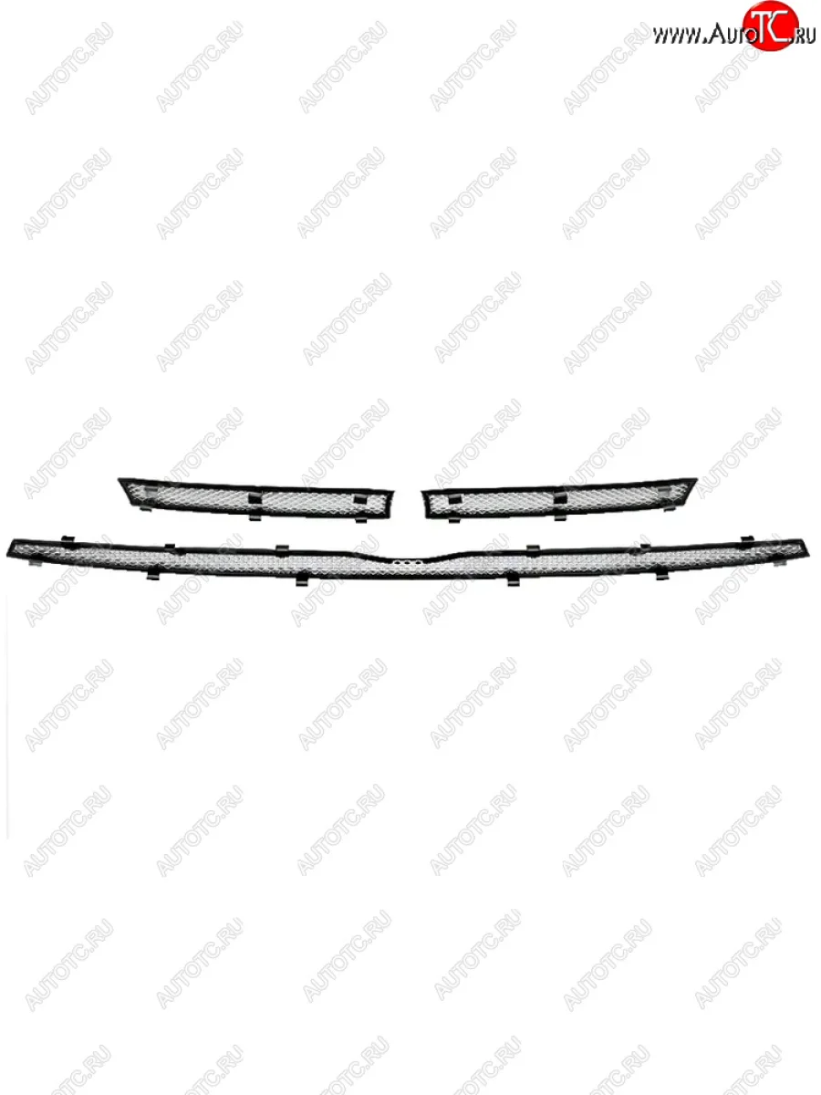 Защитная сетка в бампер (верх, 3 части, ячейка 3х7 мм) Стрелка11 Стандарт Лада ВАЗ Ларгус рестайлинг R90 (2021-2025) (Хром)  с доставкой в г. Керчь