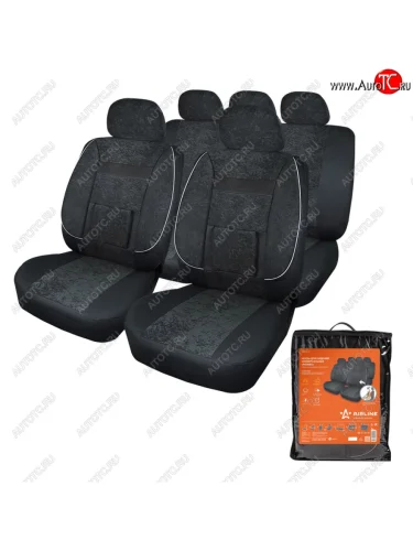 Универсальные чехлы сидений (майка, 11 предм., велюр) Monro AIRLINE (черный) Honda StepWagon RG минивэн дорестайлинг (2005-2007)
