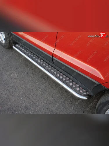 Пороги с площадкой 60,3 мм ТСС Тюнинг (серые) Ford EcoSport дорестайлинг (2013-2019)