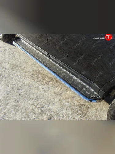 Пороги с площадкой 60,3 мм ТСС Тюнинг (серые) Ford Edge CD539 дорестайлинг (2015-2018)
