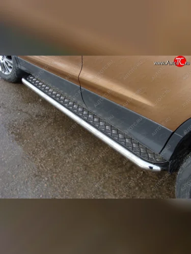 Пороги с площадкой 60,3 мм ТСС Тюнинг (серые) Ford Kuga 2 дорестайлинг (2013-2016)