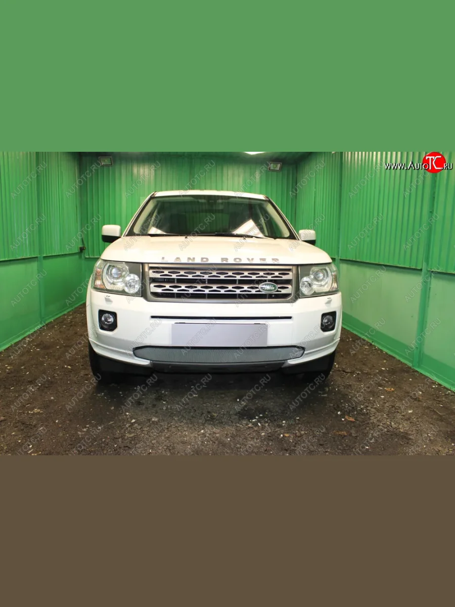 Защитная сетка в бампер (низ, ячейка 3х7 мм) Alfeco Стандарт Land Rover Freelander L359 1-ый рестайлинг (2010-2012) (Хром)  с доставкой в г. Керчь