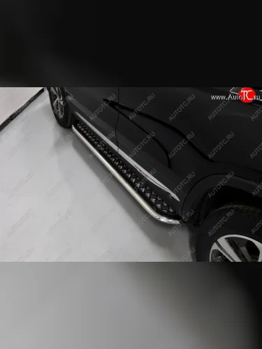 Пороги с площадкой 75*42 мм ТСС Тюнинг (серые) Changan CS75 1-ый рестайлинг (2018-2022)