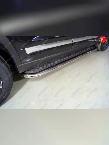 Пороги с площадкой 75*42 мм ТСС Тюнинг (серые) Chery Tiggo 8 PRO (2021-2025)