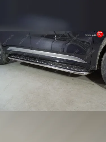 Пороги с площадкой 75*42 мм ТСС Тюнинг (серые) EXEED VX дорестайлинг (2020-2023)