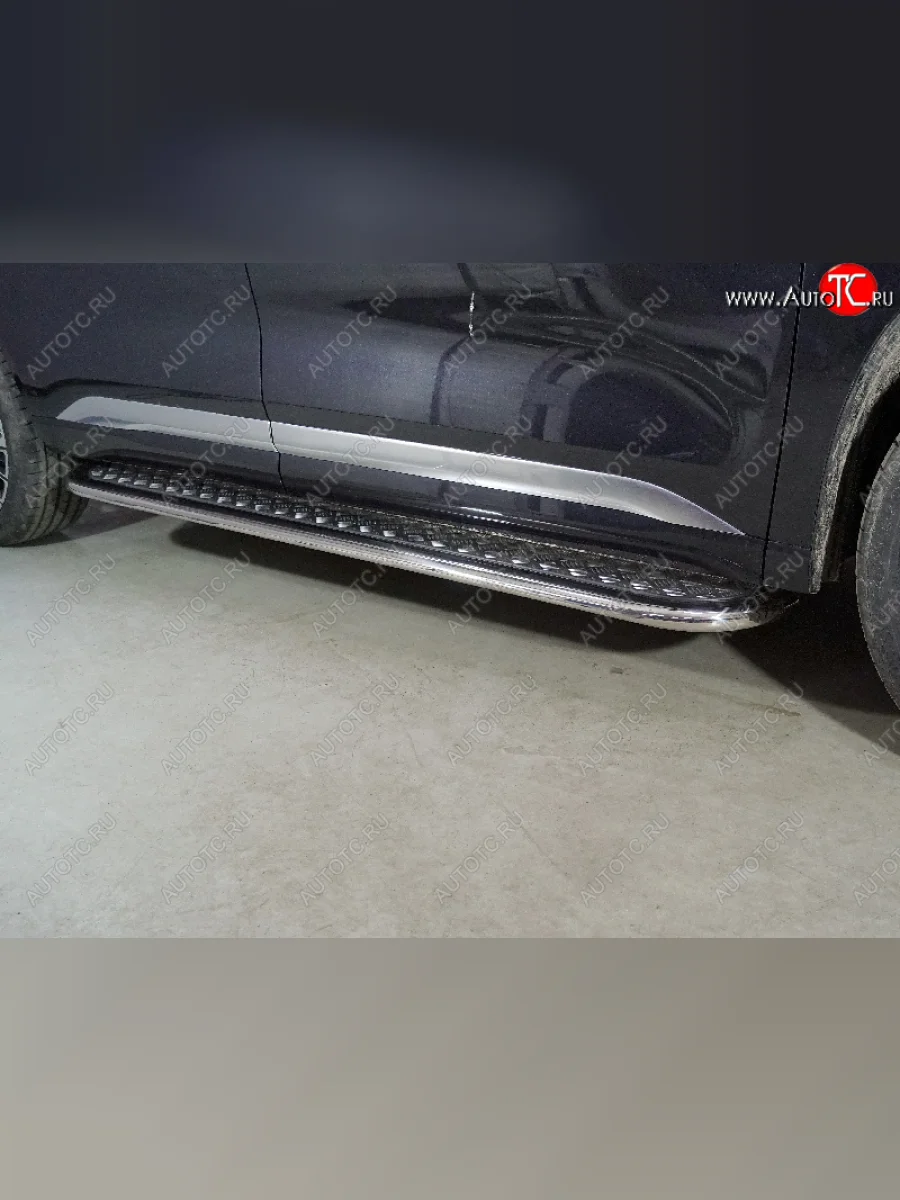 Пороги с площадкой 75*42 мм ТСС Тюнинг EXEED VX дорестайлинг (2020-2023) (серые)  в Воронеже Воронежской области