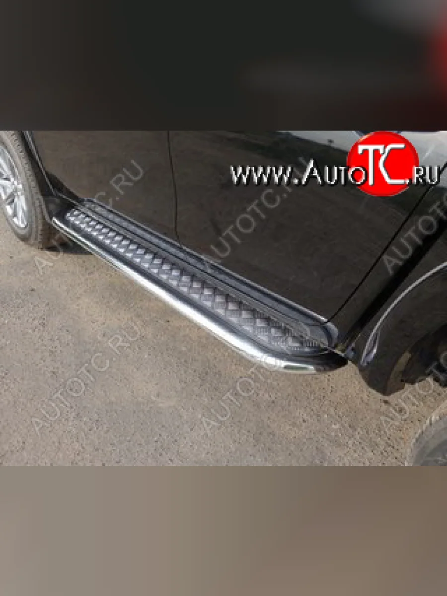 Пороги с площадкой 75*42 мм ТСС Тюнинг Fiat Fullback (2016-2018) (серые)  в Самаре Самарской области