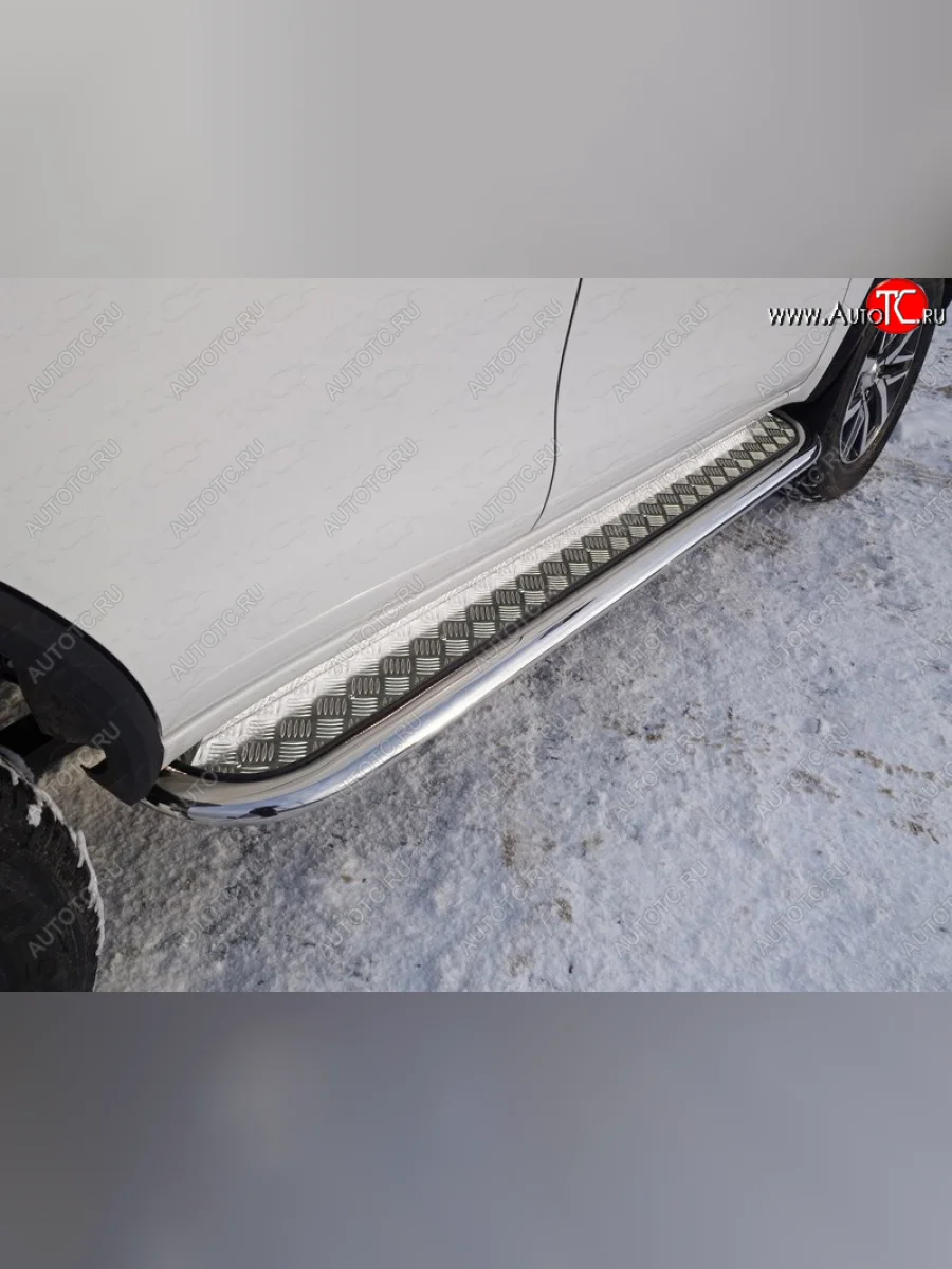 Пороги с площадкой 75*42 мм ТСС Тюнинг Geely Emgrand X7 дорестайлинг (2011-2015) (серые)  в Керчи Республика Крым