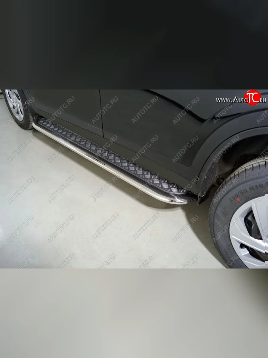 Пороги с площадкой 75х42 мм ТСС Тюнинг Haval Dargo (2022-2025) (серые)  в Перми Пермском крае