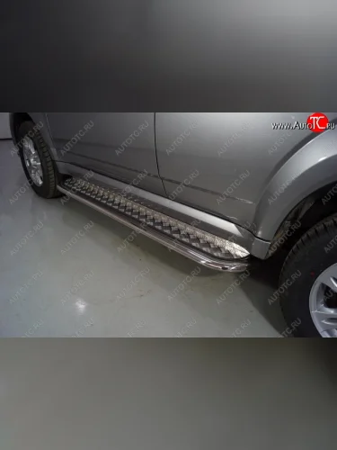 Пороги с площадкой 75х42 мм ТСС Тюнинг (серые) Haval H5 рестайлинг (2020-2023)