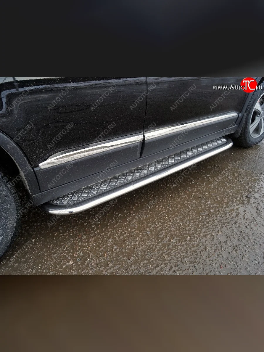 Пороги с площадкой 75х42 мм ТСС Тюнинг Haval M6 (2021-2025) (серые)  в Керчи Республика Крым