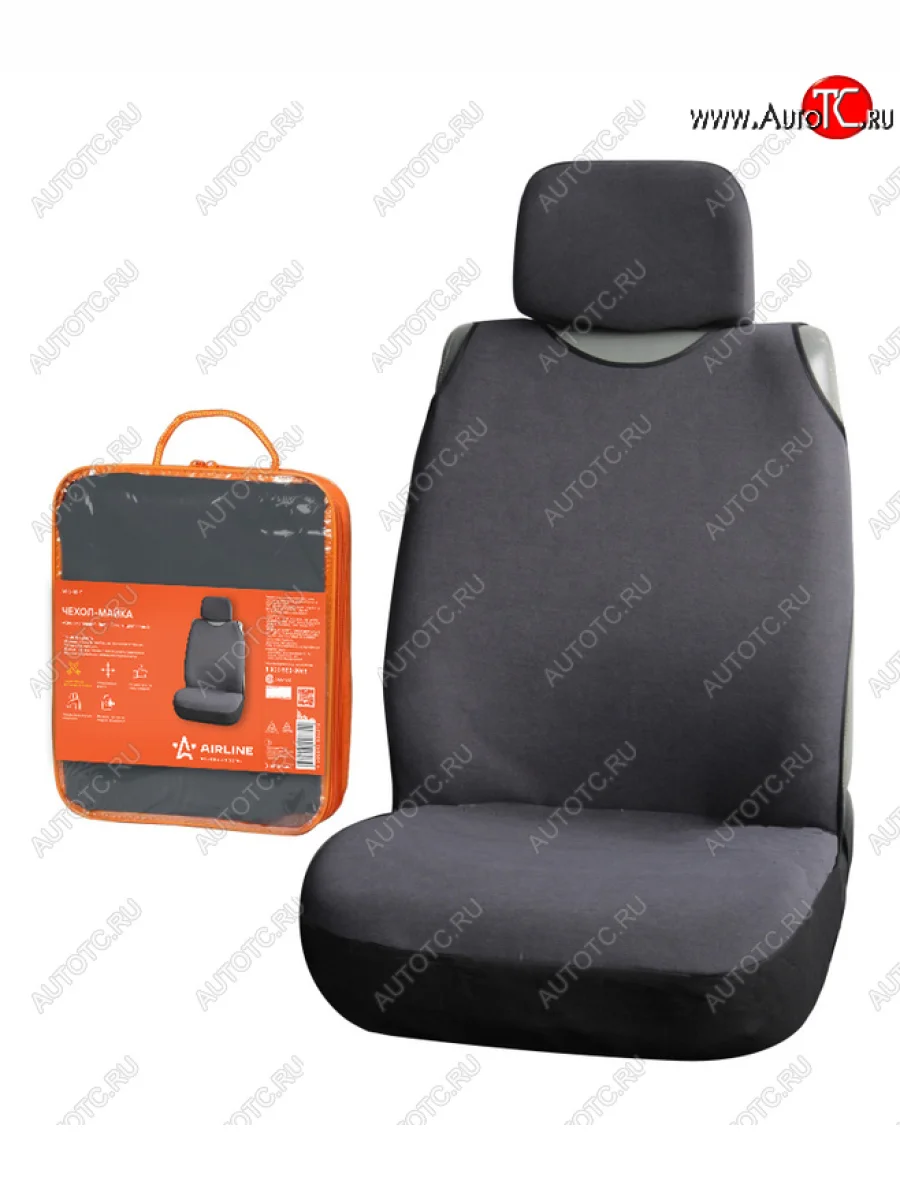 Универсальный чехол сиденья (майка, 1 предм., велюр) Сио AIRLINE Pontiac Firebird 4 (1993-2002) (серый)