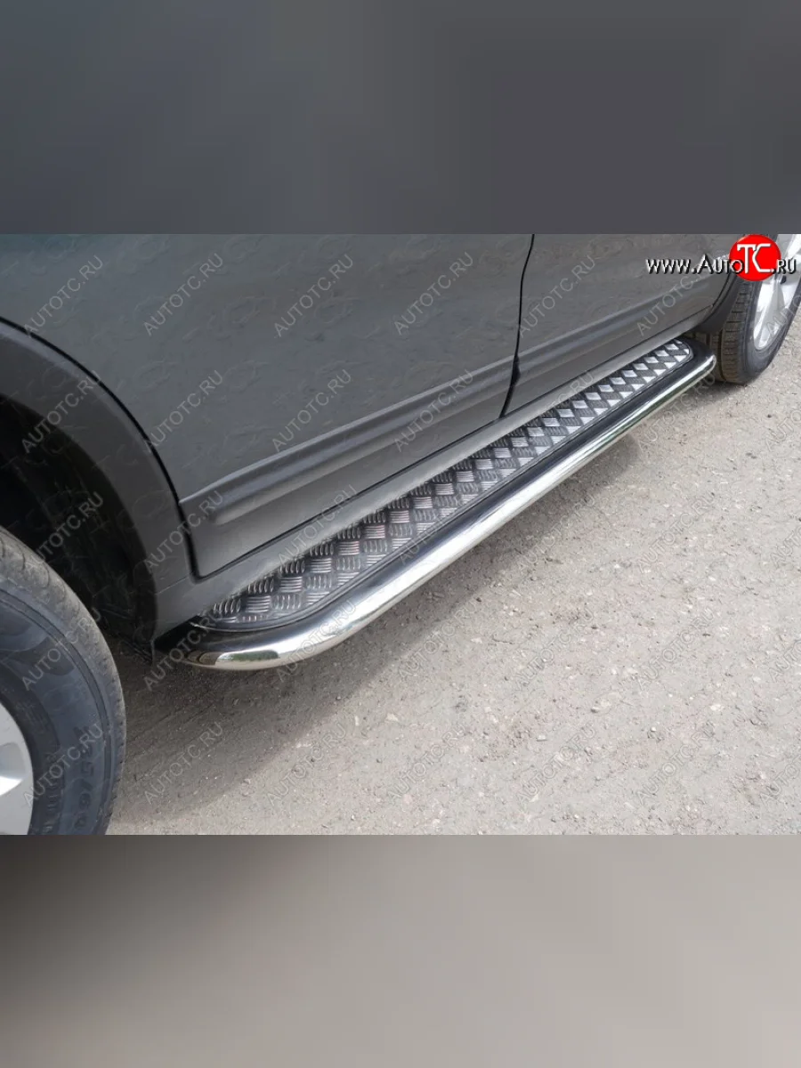 Пороги с площадкой 75х42 мм ТСС Тюнинг KIA Sorento UM/Prime рестайлинг (2018-2020) (серые)  в Перми Пермском крае