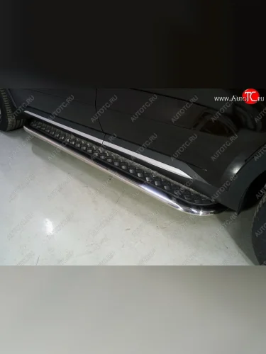 Пороги с площадкой 75х42 мм ТСС Тюнинг (серые) KIA Sorento MQ4 (2020-2022)