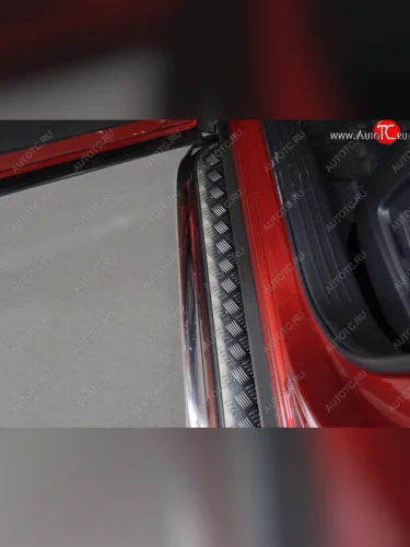 Пороги с площадкой 75х42 мм ТСС Тюнинг (серые) Mazda CX-9 TC дорестайлинг (2015-2025)