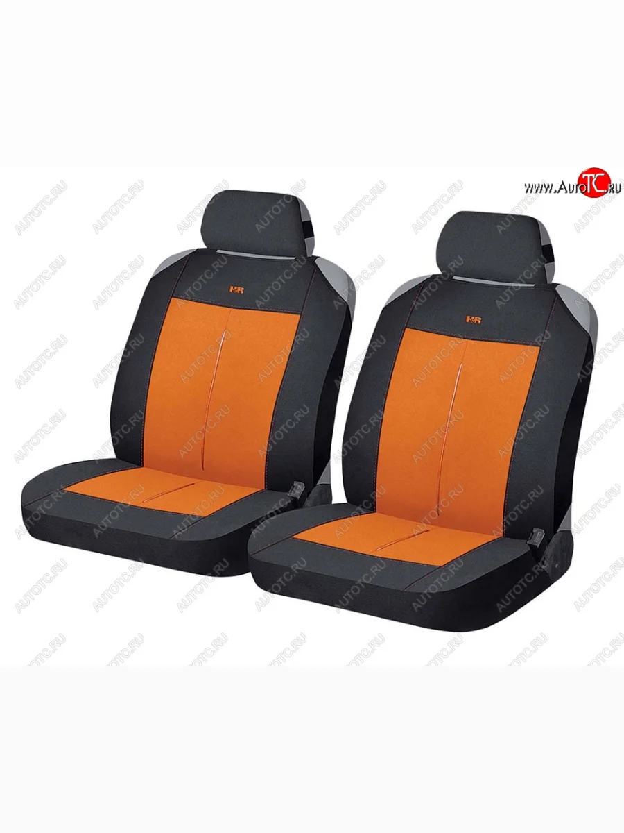 Универсальные чехлы сидений (майка, 4 предм., полиэстер) Vertical Front CARFASHION Haval F7x (2025) (черно-оранжевые)  в Самаре Самарской области