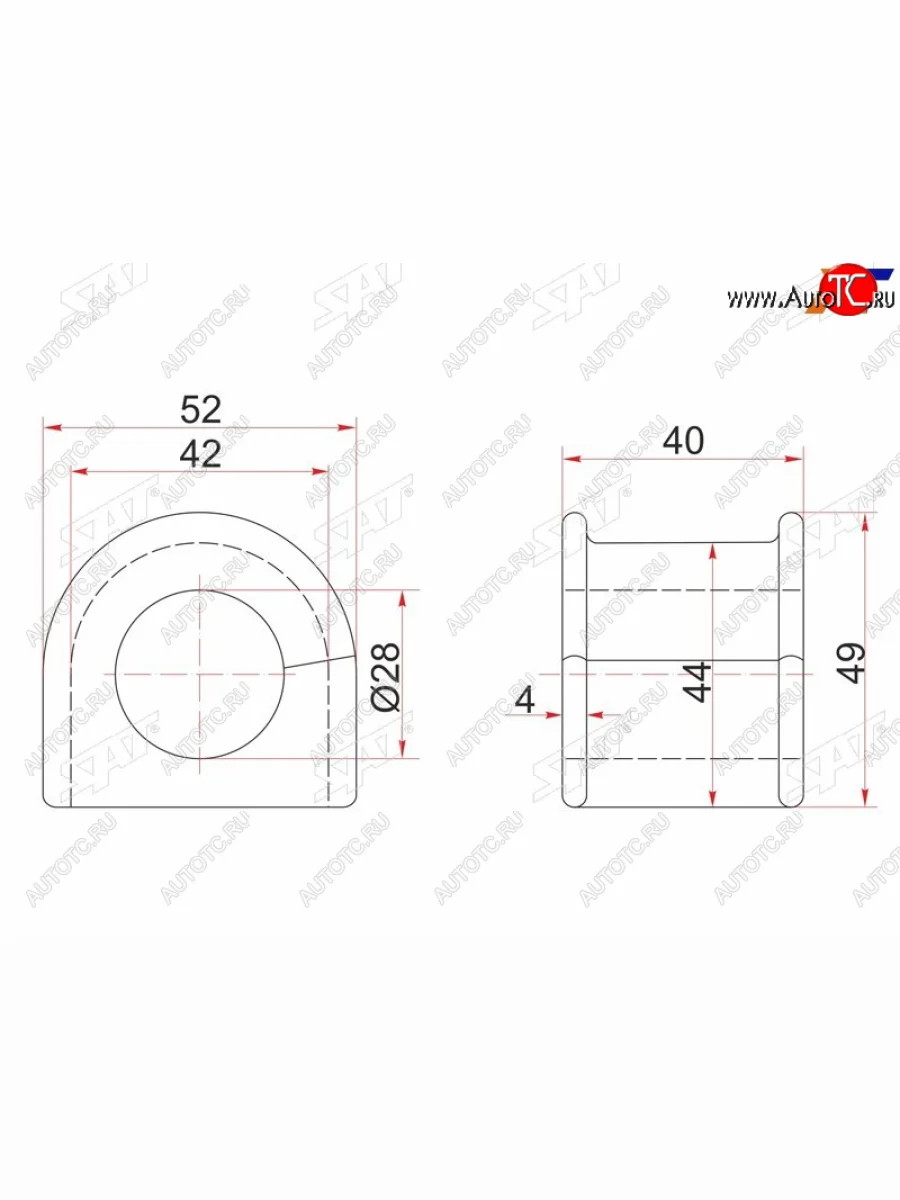 Втулка переднего стабилизатора D=28 SAT Toyota Hiace H200 минивэн (Япония) дорестайлинг  (2004-2007)  в Керчи Республика Крым