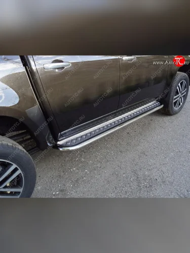 Пороги с площадкой 75х42 мм ТСС Тюнинг (серые) Mercedes-Benz X class W470 (2017-2020)