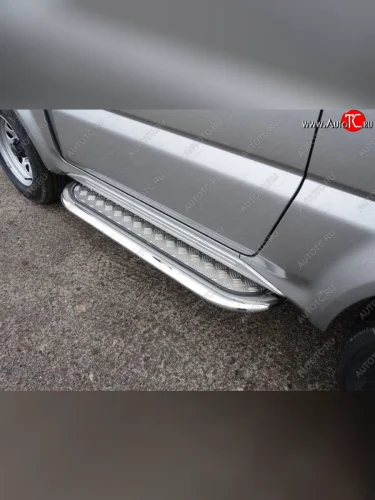 Пороги с площадкой 75х42 мм ТСС Тюнинг (серые) Suzuki Jimny JB23/JB43 2-ой рестайлинг (2012-2018)